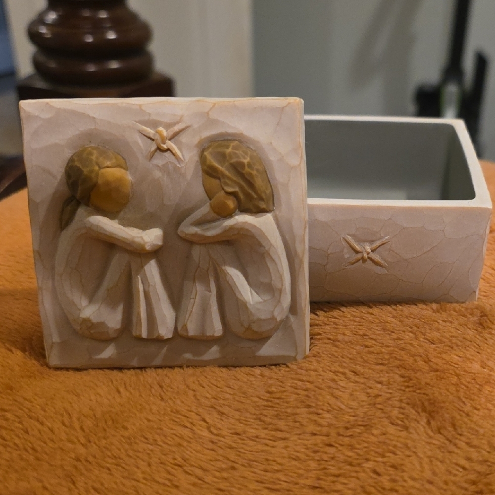 Willow Tree Tan and Brown Keepsake Box